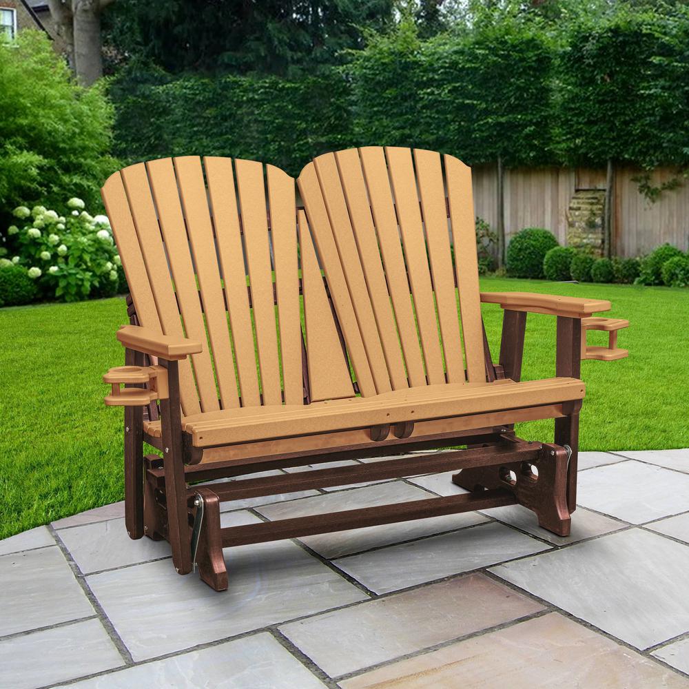 OS Home and Office Dual Fan Back Glider in Cedar with a Tudor Brown Base. Picture 1