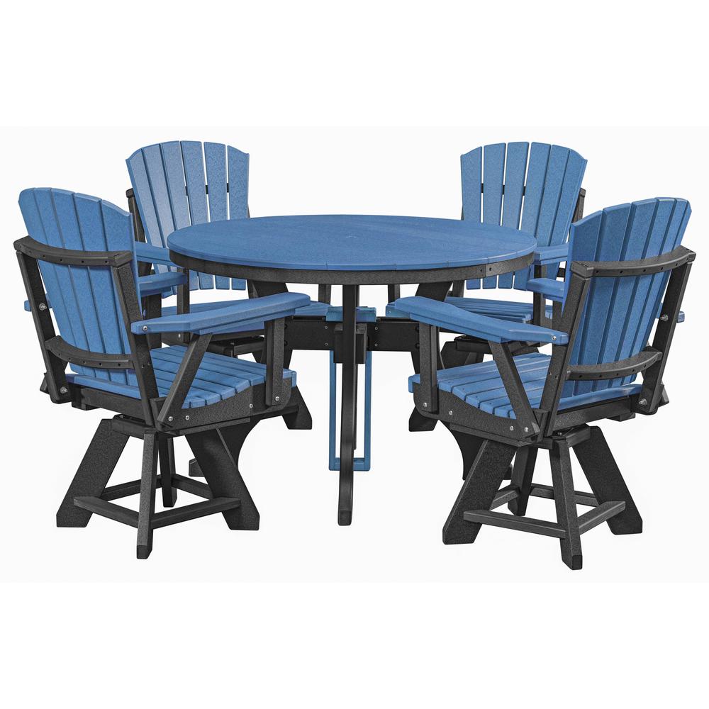 Five Piece Round Dining Height Dining Set in Blue with a Black Base. Picture 1