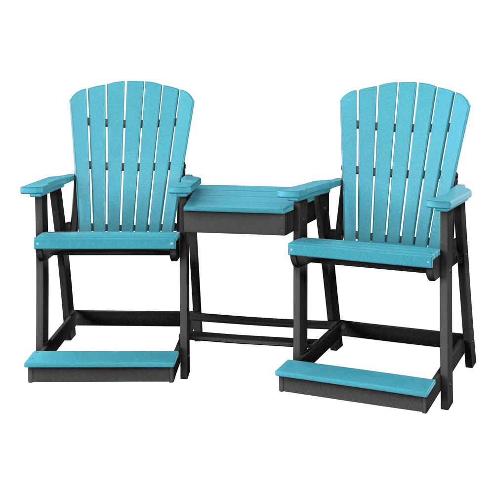 OS Home and Office Counter Height Settee Table Combo in Aruba Blue with a Black Base. Picture 2