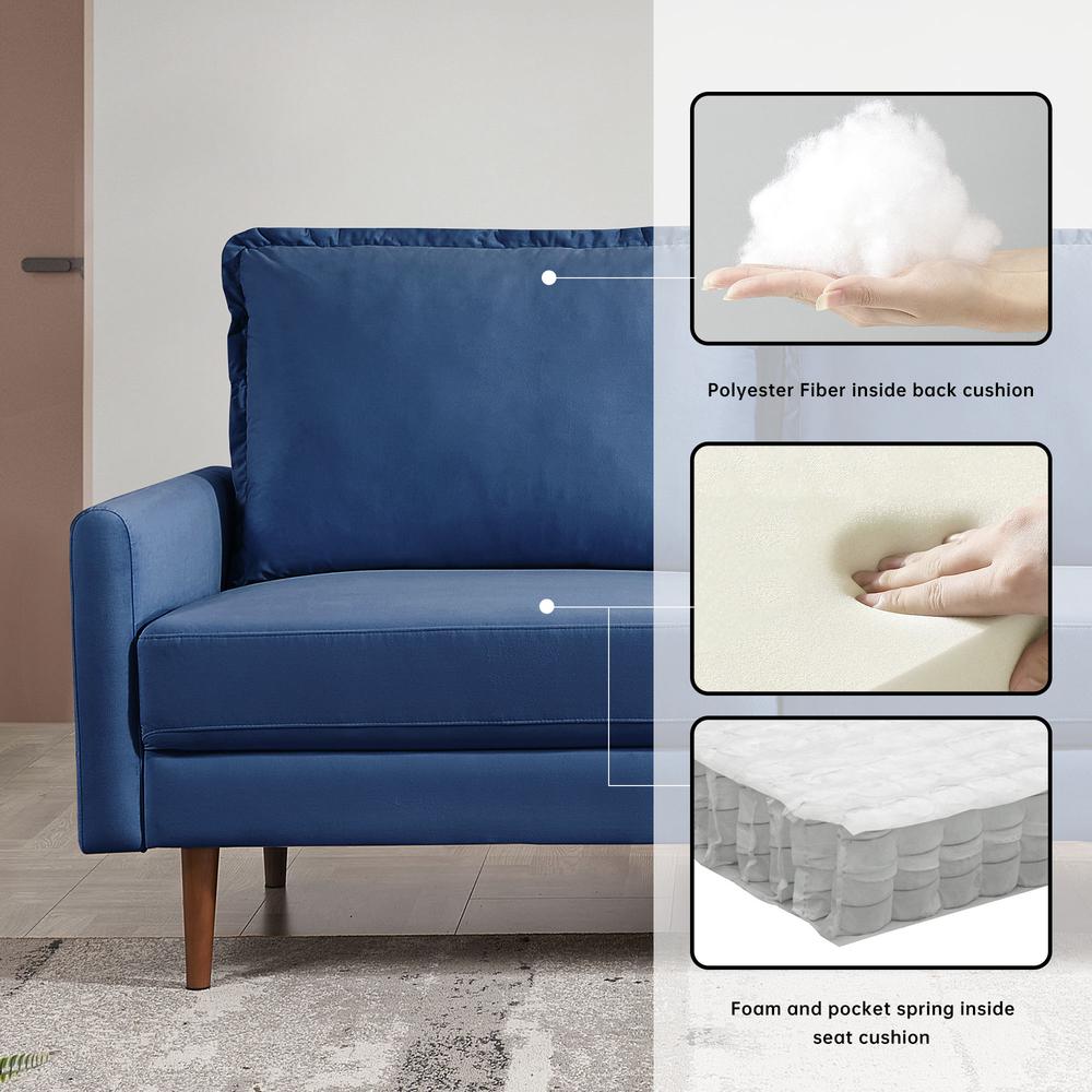 69 Inch Wide Upholstered Two Cushion Sofa with Cambered Arms. Picture 5
