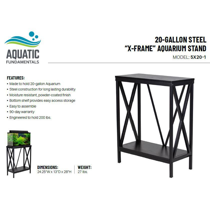 20 Gallon Steel X-Frame Aquarium Stand, with lower shelf, Black. Picture 6