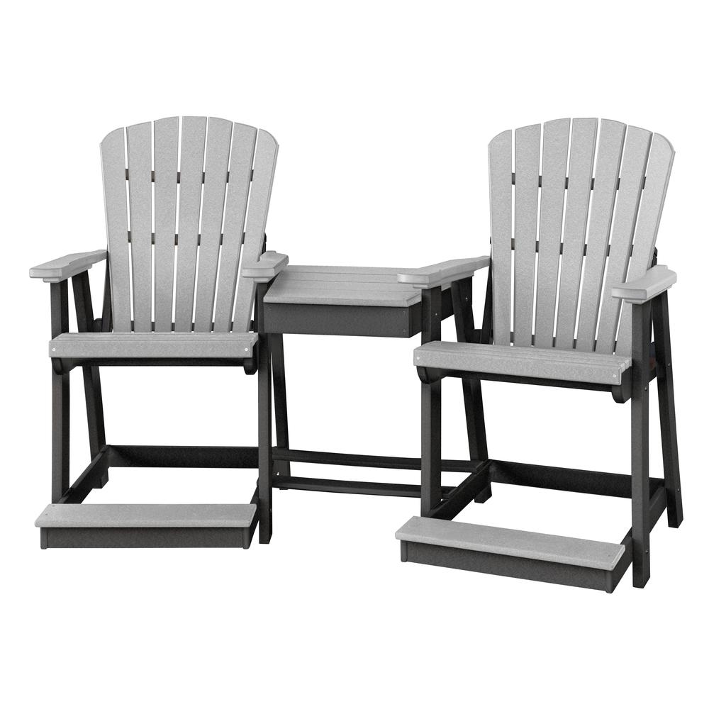 OS Home and Office Counter Height Settee Table Combo in Light Grey with a Black Base. Picture 2