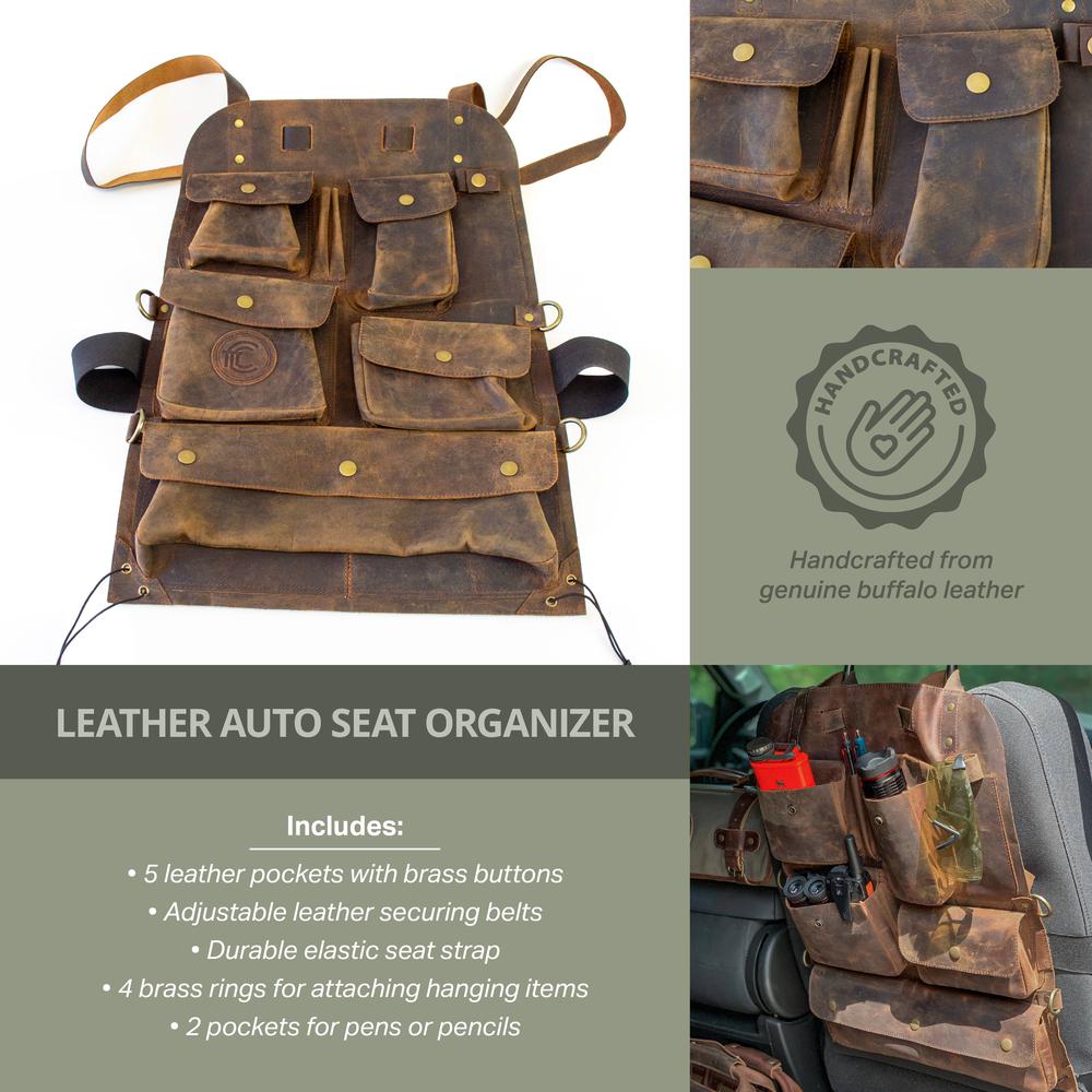 Hunter’s Leather Car Seat Organizer. Picture 5