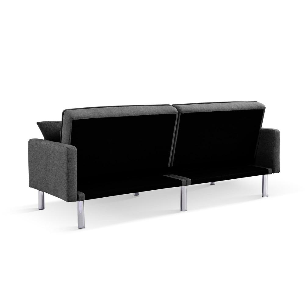 Tufted Futon Convertible Sofa Sleeper with Two Throw Pillows. Picture 10