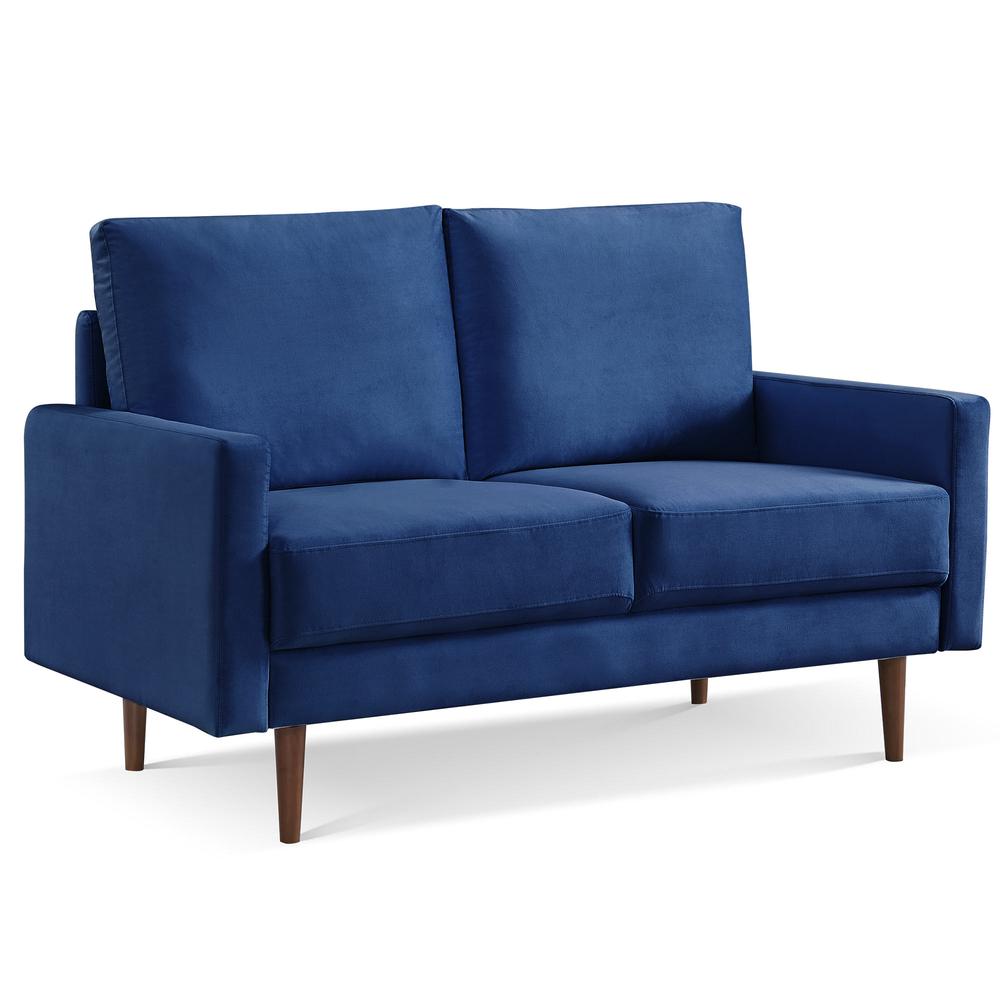57 Inch Wide Upholstered Two Cushion Loveseat with Square Arms. Picture 2