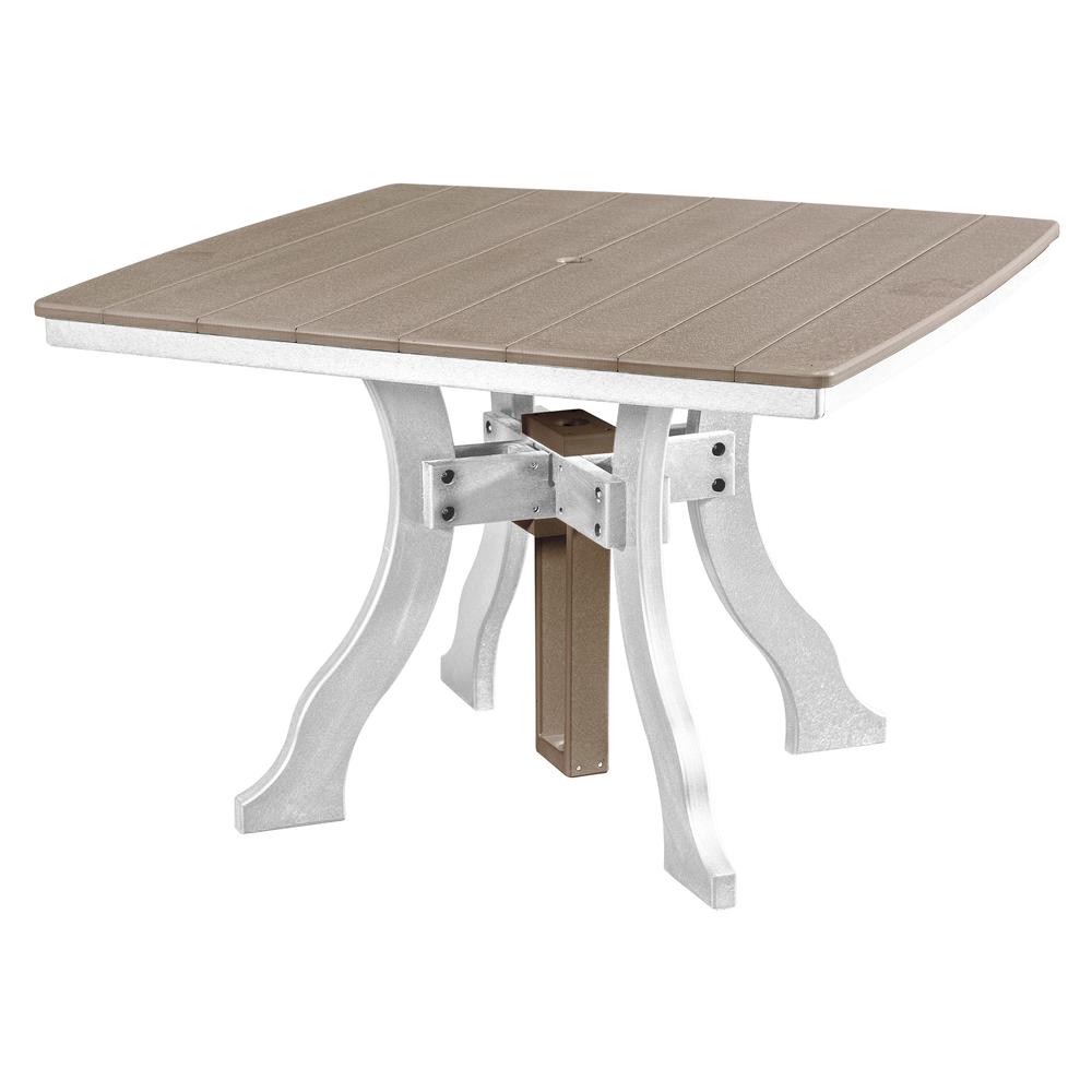 Dining Height Square Table in Weatherwood with a White Base. Picture 1