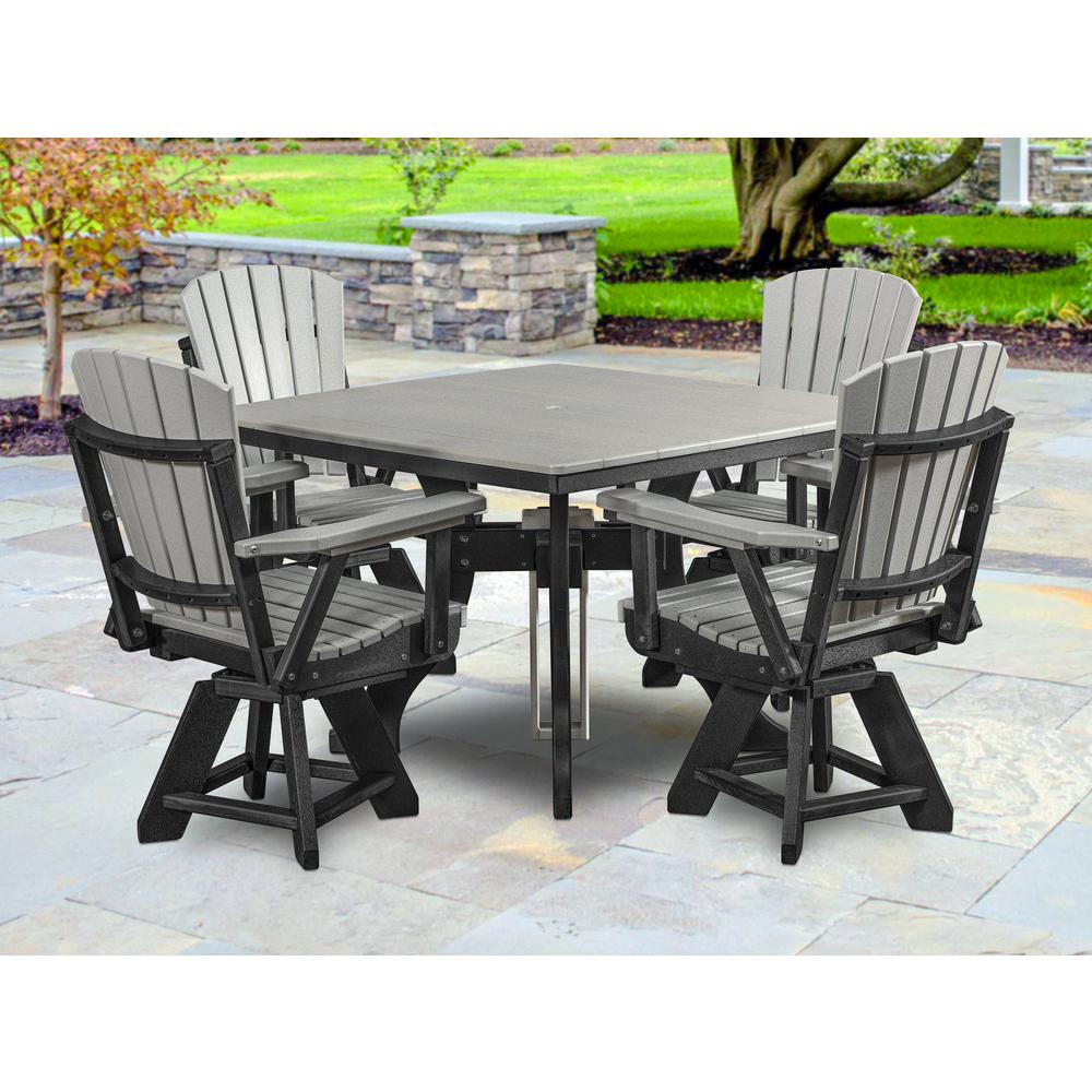 Five Piece Square Dining Height Dining Set in Light Grey with a Black Base. Picture 4