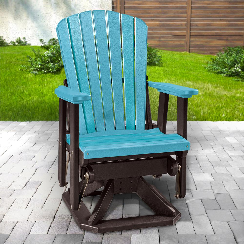 Fan Back Swivel Glider in Aruba and Black. Picture 2