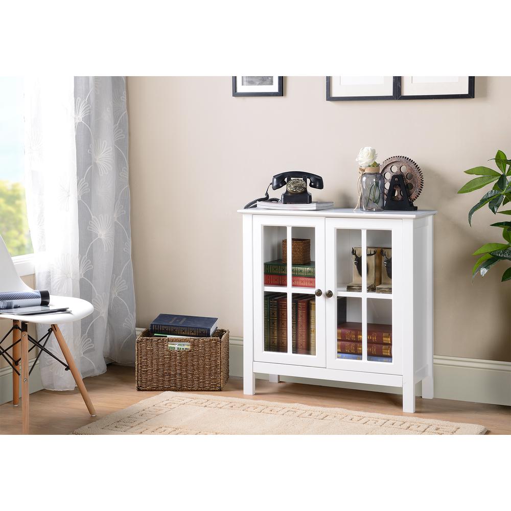 White Glass Door Accent and Display Cabinet. Picture 1