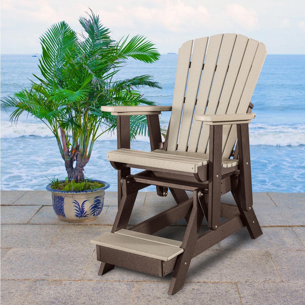 Fan Back Balcony Glider Made in the USA- Weatherwood, Tudor Brown. Picture 2
