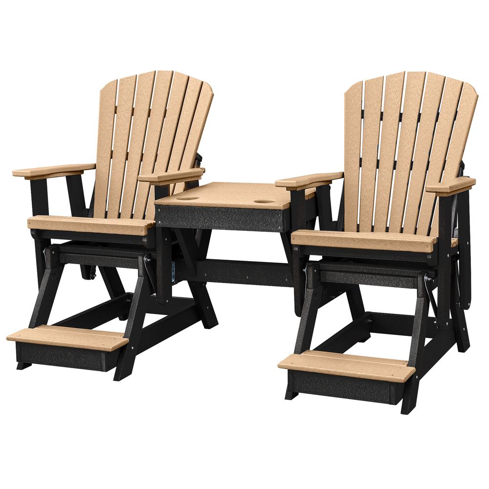 OS Home and Office Model 516CBK-K Double Balcony Height Glider with Center Table in Cedar and Black. Picture 2