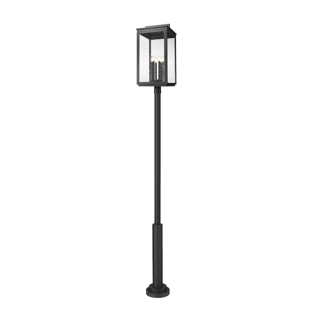 Z-Lite Hartwell 6 Light Outdoor Post Mounted Fixture in Sand Black color. Picture 1