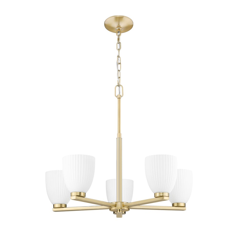 Z-Lite Naya 5 Light Chandelier in Modern Gold color, Steel frame. Picture 5