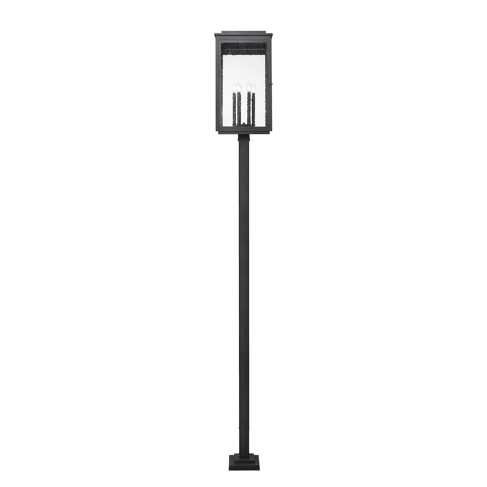 Z-Lite Hartwell 6 Light Outdoor Post Mounted Fixture in Sand Black color. Picture 3
