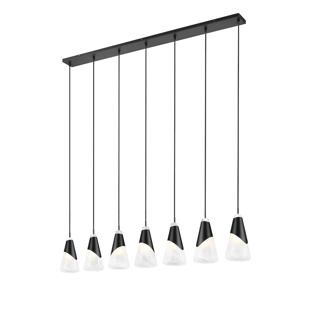 Z-Lite Aimie 7 Light Linear Chandelier, Matte Black. Picture 2