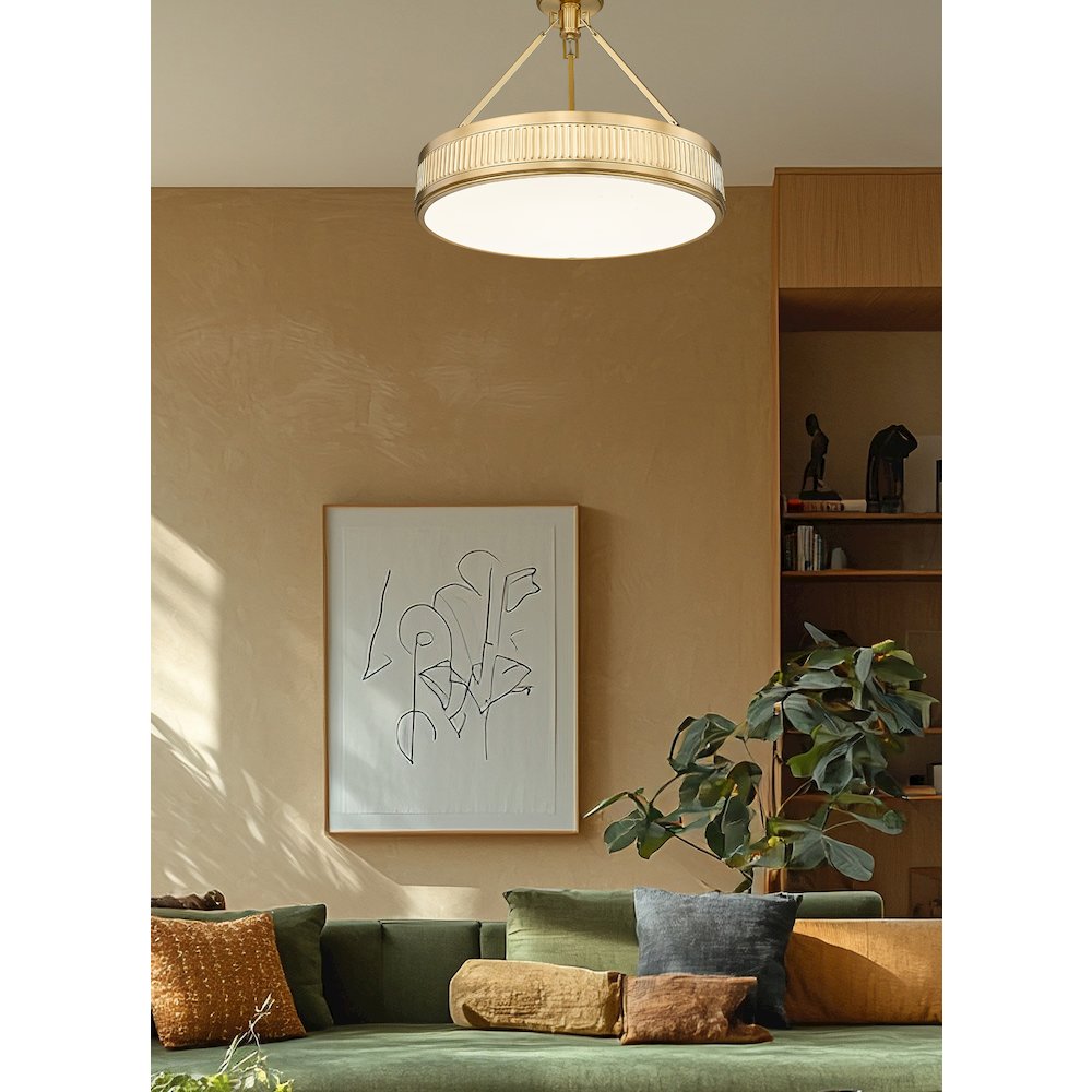 Z-Lite 3 Light Semi Flush Mount, Modern Gold. Picture 5