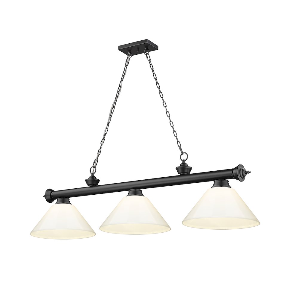 Z-Lite Cordon 3 Light Billiard, Steel Frame, White Shade Color. Picture 1