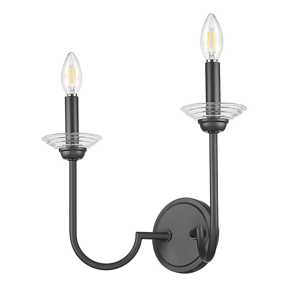 Z-Lite Allistair 2 Light Wall Sconce in Matte Black color, Steel frame. Picture 5