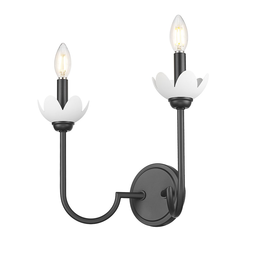 Z-Lite Allistair 2 Light Wall Sconce in Matte Black color, Steel frame. Picture 3