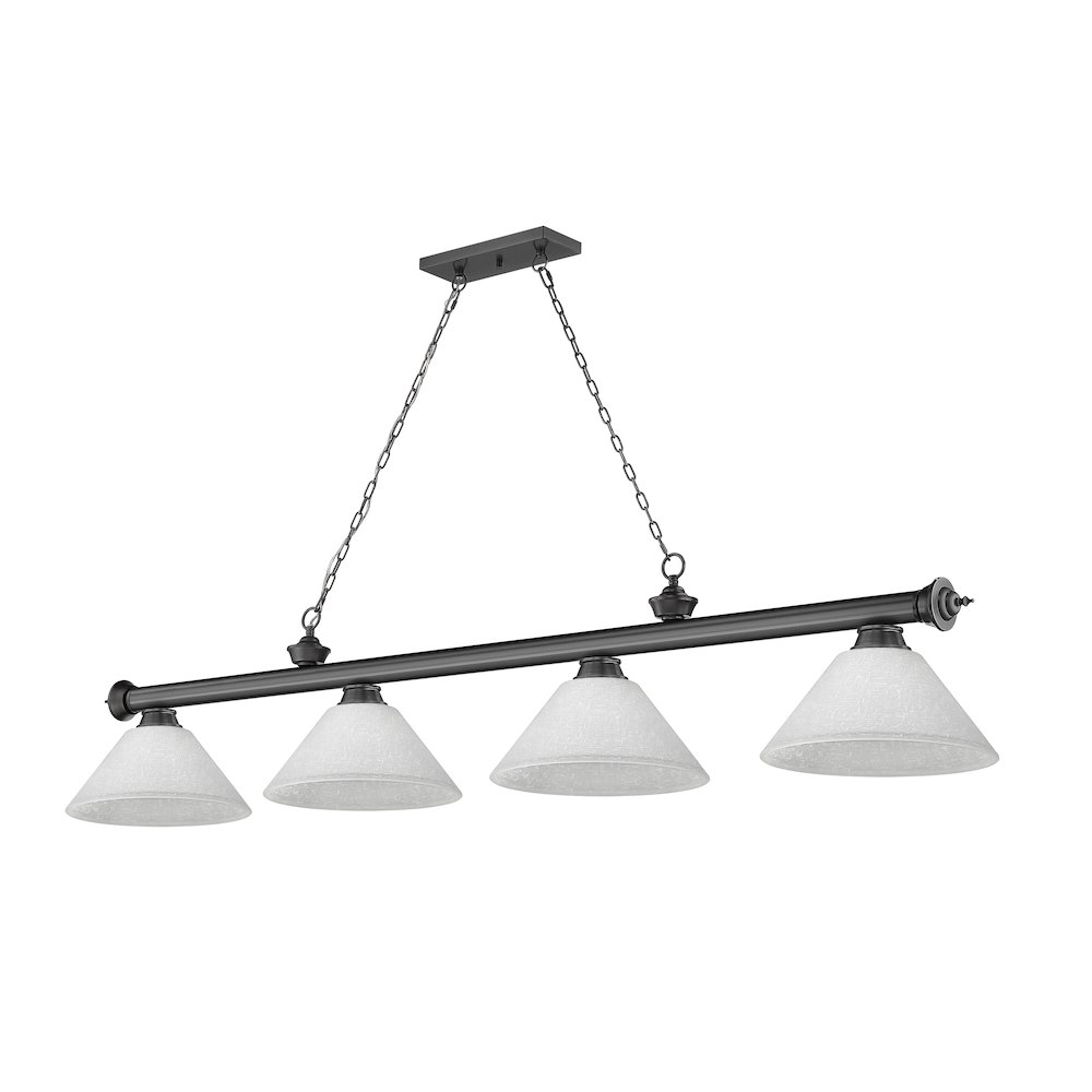Z-Lite Cordon 4 Light Billiard, Steel Frame, White Linen Shade Color. Picture 5