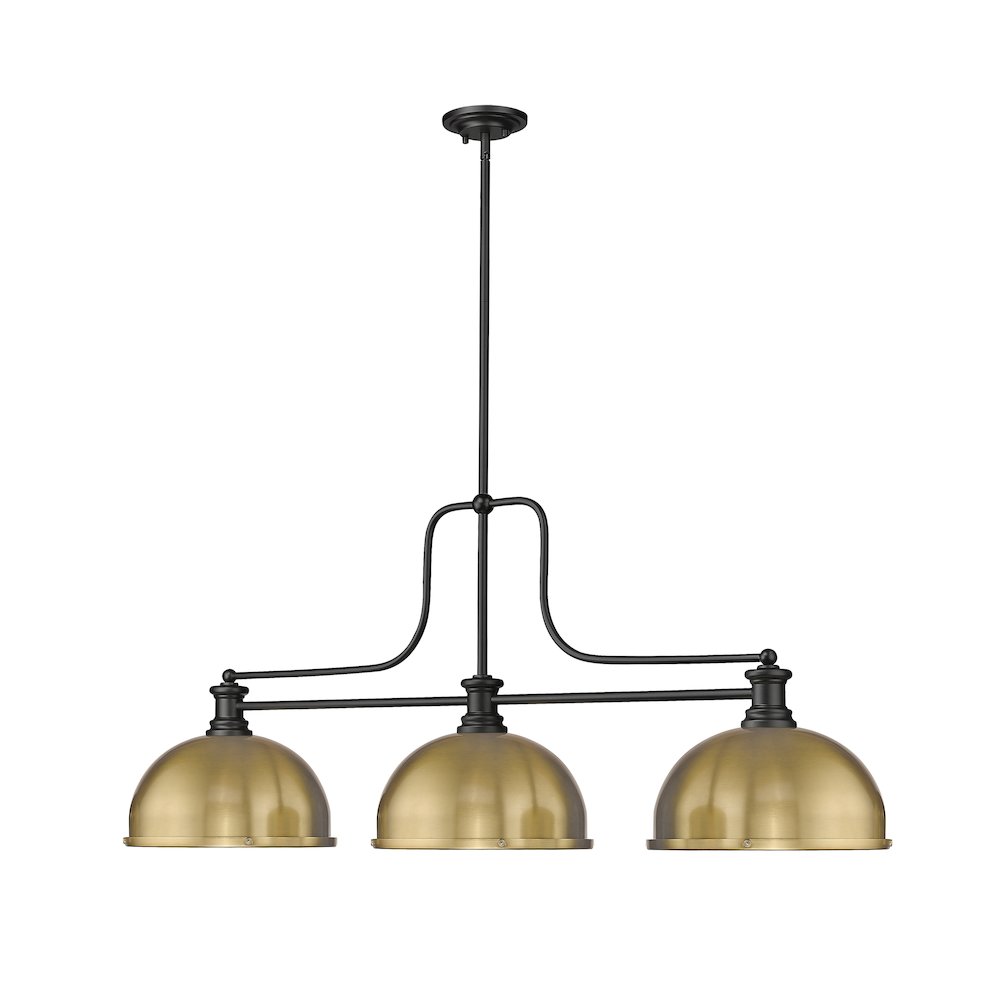 Z-Lite Melange 3 Light Billiard, Steel Frame, Heritage Brass Shade Color. Picture 3