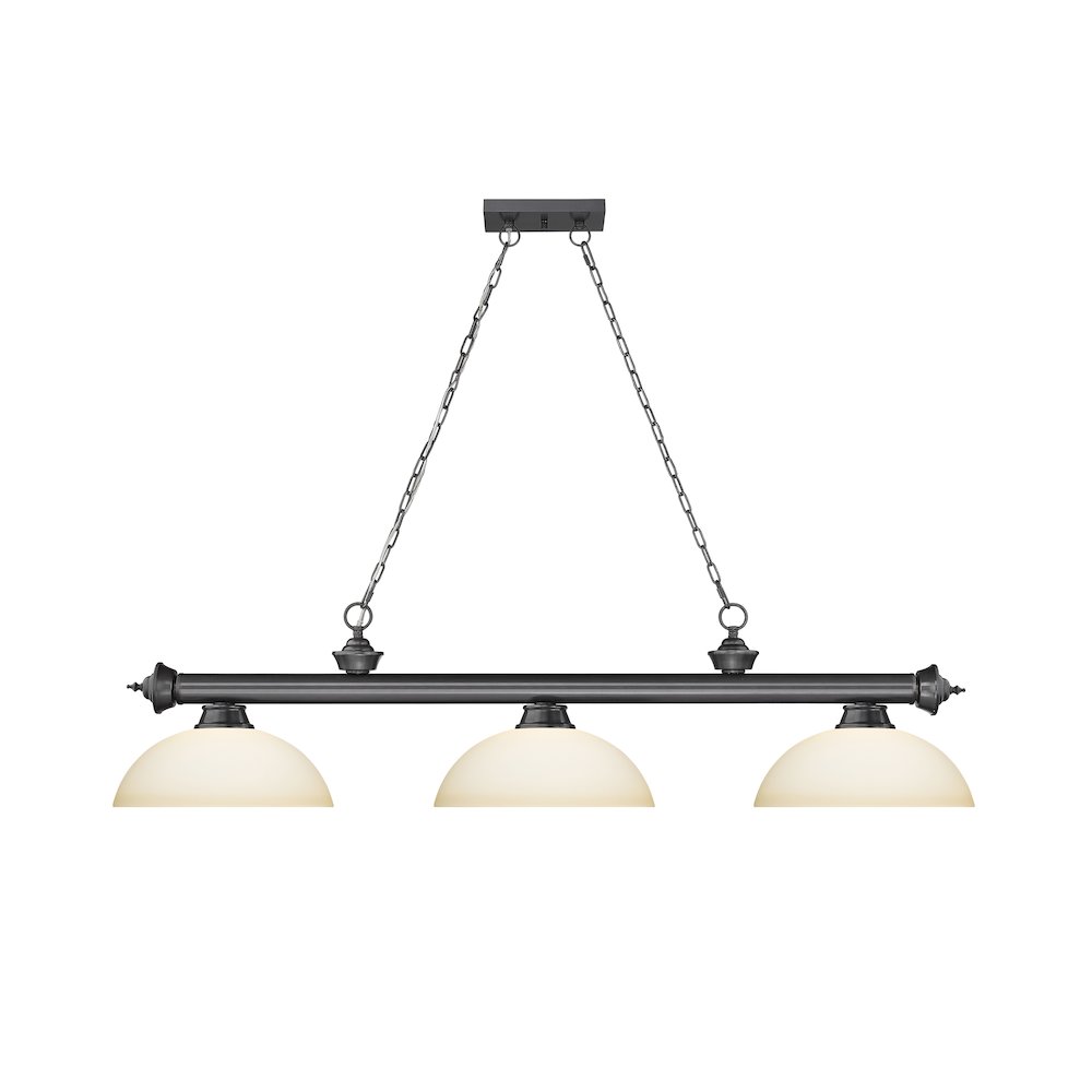 Z-Lite Cordon 3 Light Billiard, Steel Frame, Matte Opal Shade Color. Picture 2