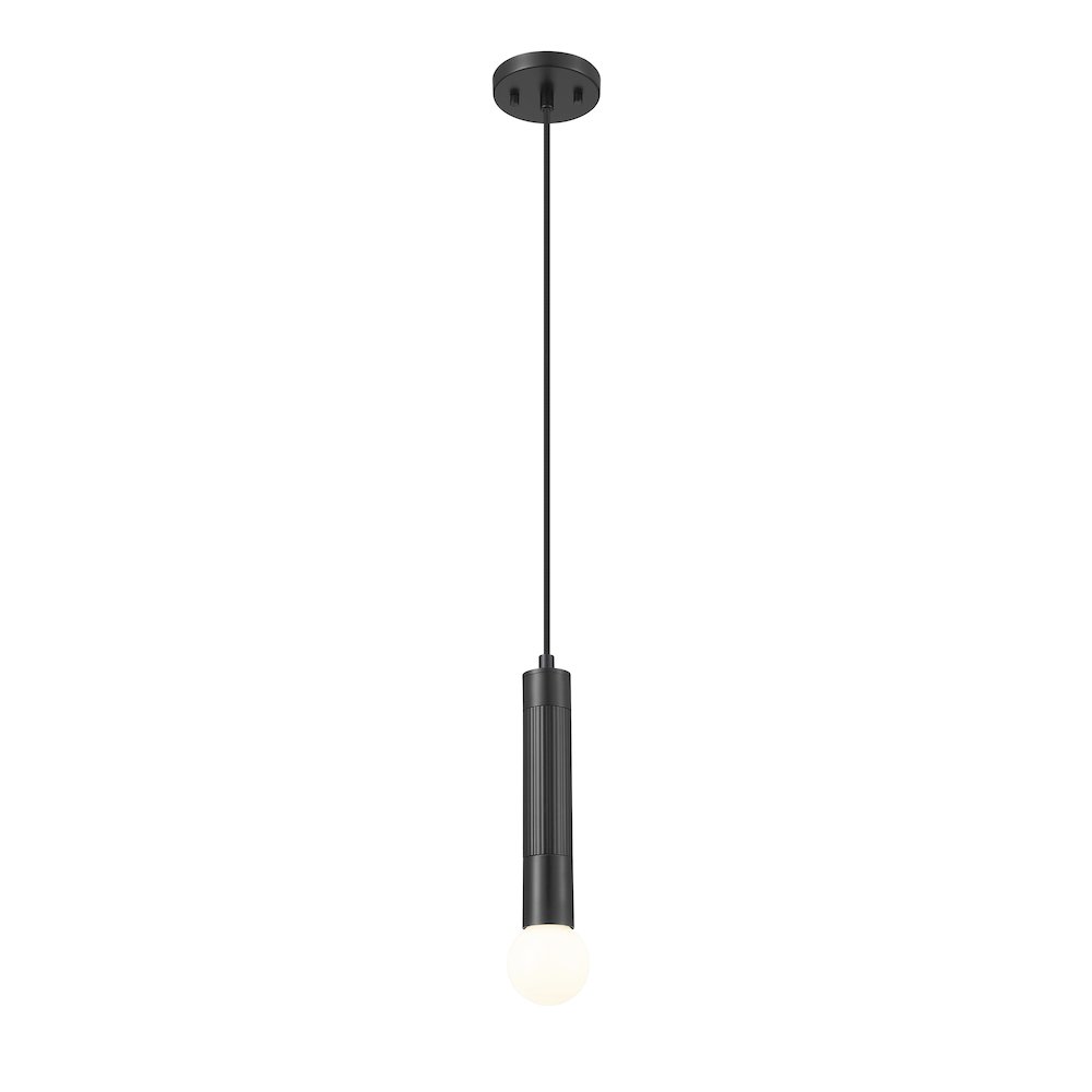 Z-Lite Stari 1 Light Pendant in Matte Black color, Steel frame. Picture 2