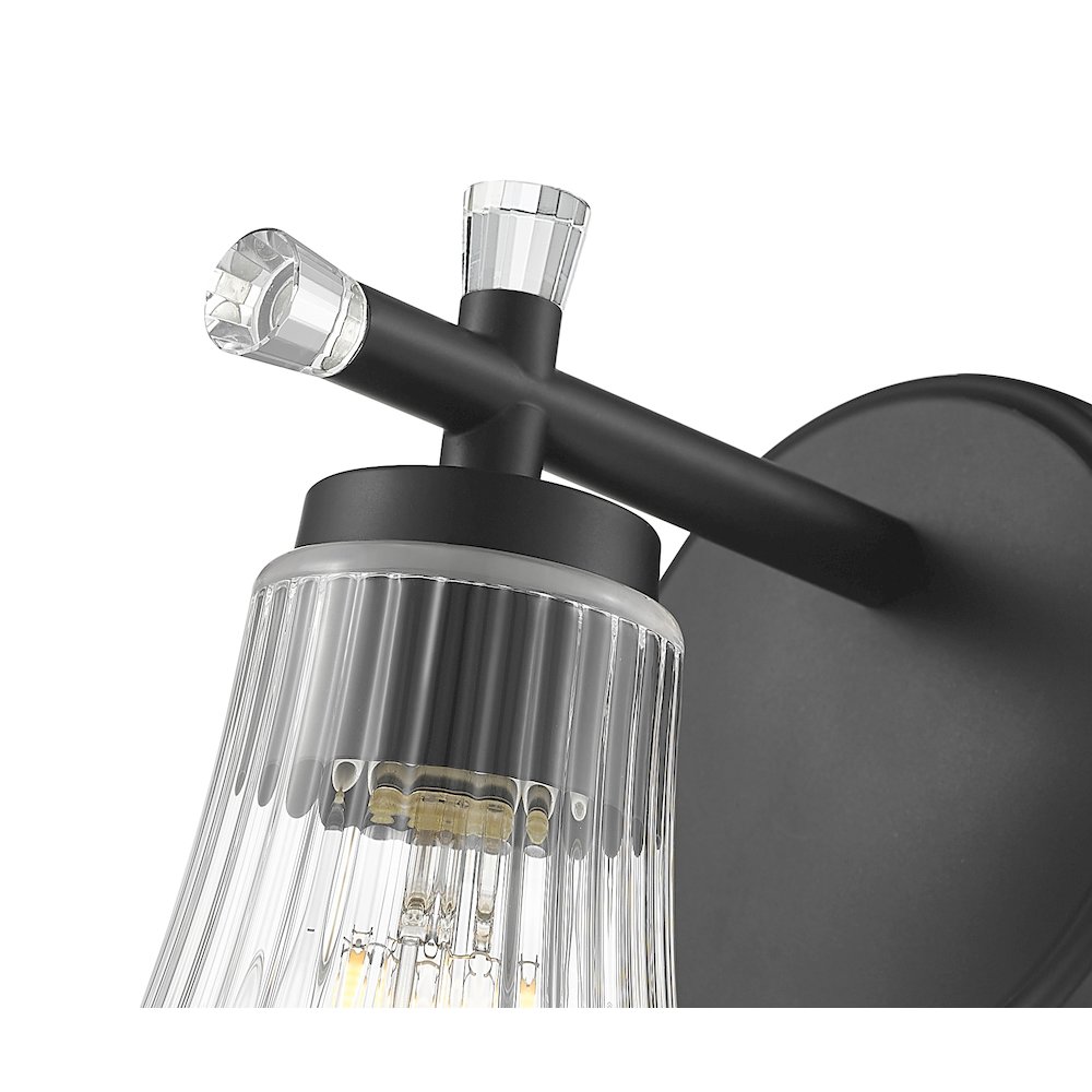 Z-Lite Belle 1 Light Wall Sconce in Matte Black color, Steel frame. Picture 4