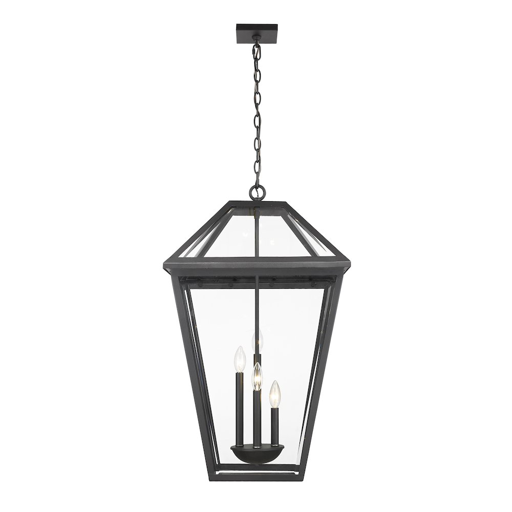 Z-Lite Talbot 4 Light Outdoor Chain Mount Ceiling Fixture, Black. Picture 3