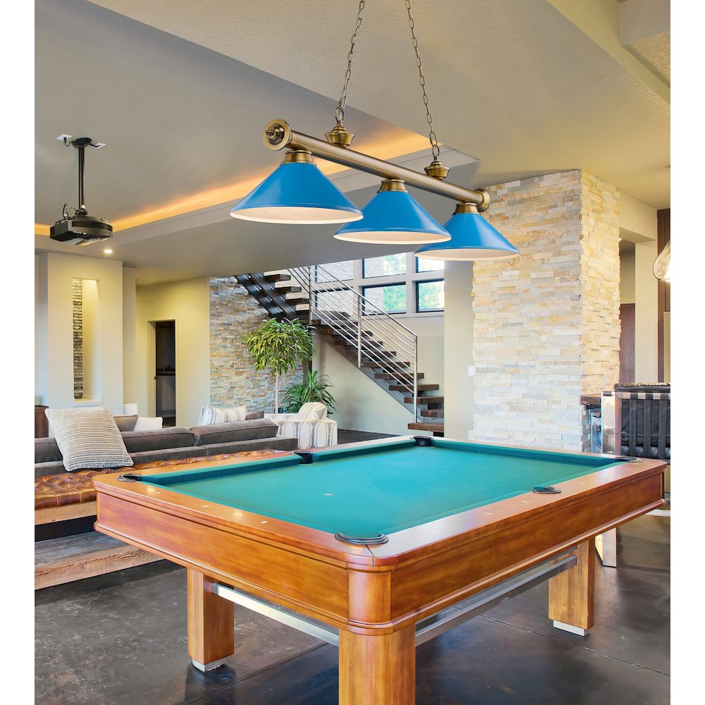 Z-Lite Cordon 3 Light Billiard, Steel Frame, Electric Blue Shade Color. Picture 6
