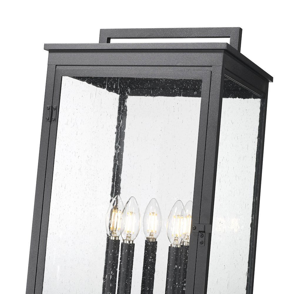 Z-Lite Hartwell 5 Light Outdoor Post Mounted Fixture in Sand Black color. Picture 4