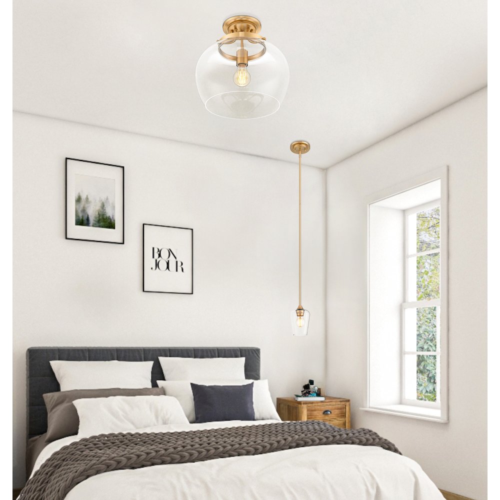 Z-Lite 1 Light Semi Flush Mount, Burnished Brass. Picture 6