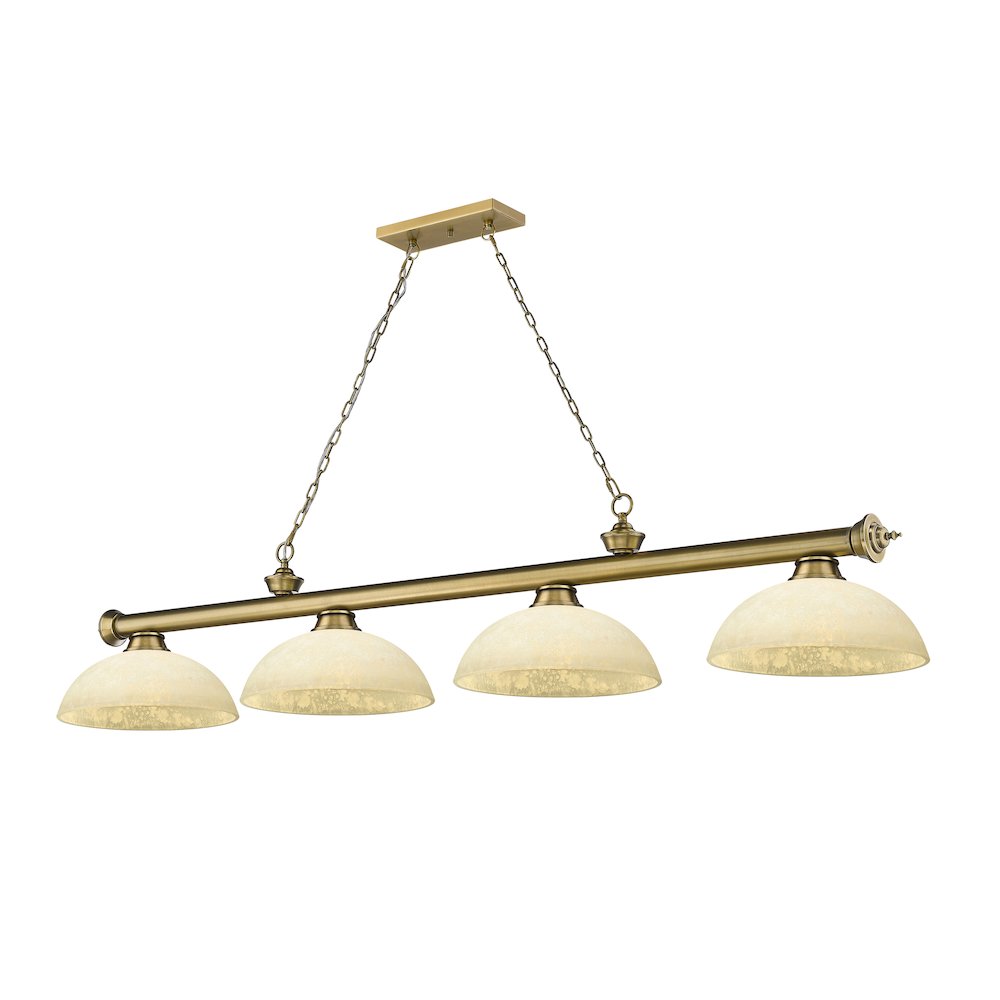 Z-Lite Cordon 4 Light Billiard, Steel Frame, Golden Mottle Shade Color. Picture 1