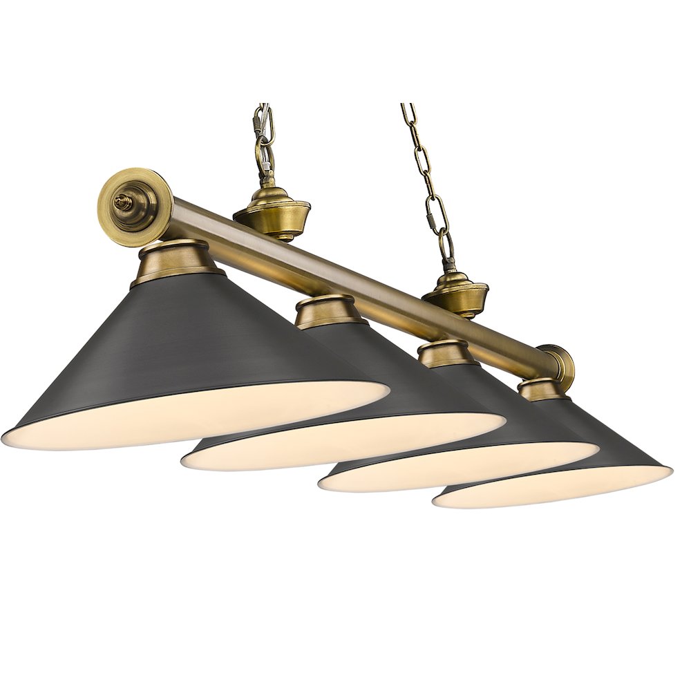 Z-Lite Cordon 4 Light Billiard, Steel Frame, Bronze Shade Color. Picture 4