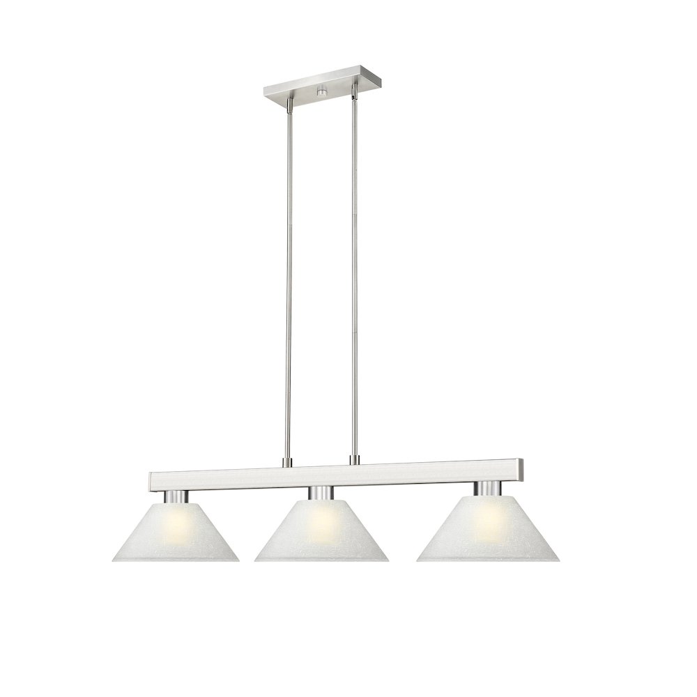 Z-Lite Cobalt 3 Light Billiard, Steel Frame, White Linen Shade Color. Picture 3