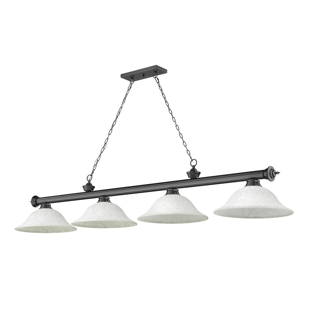 Z-Lite Cordon 4 Light Billiard, Steel Frame, White Mottle Shade Color. Picture 5