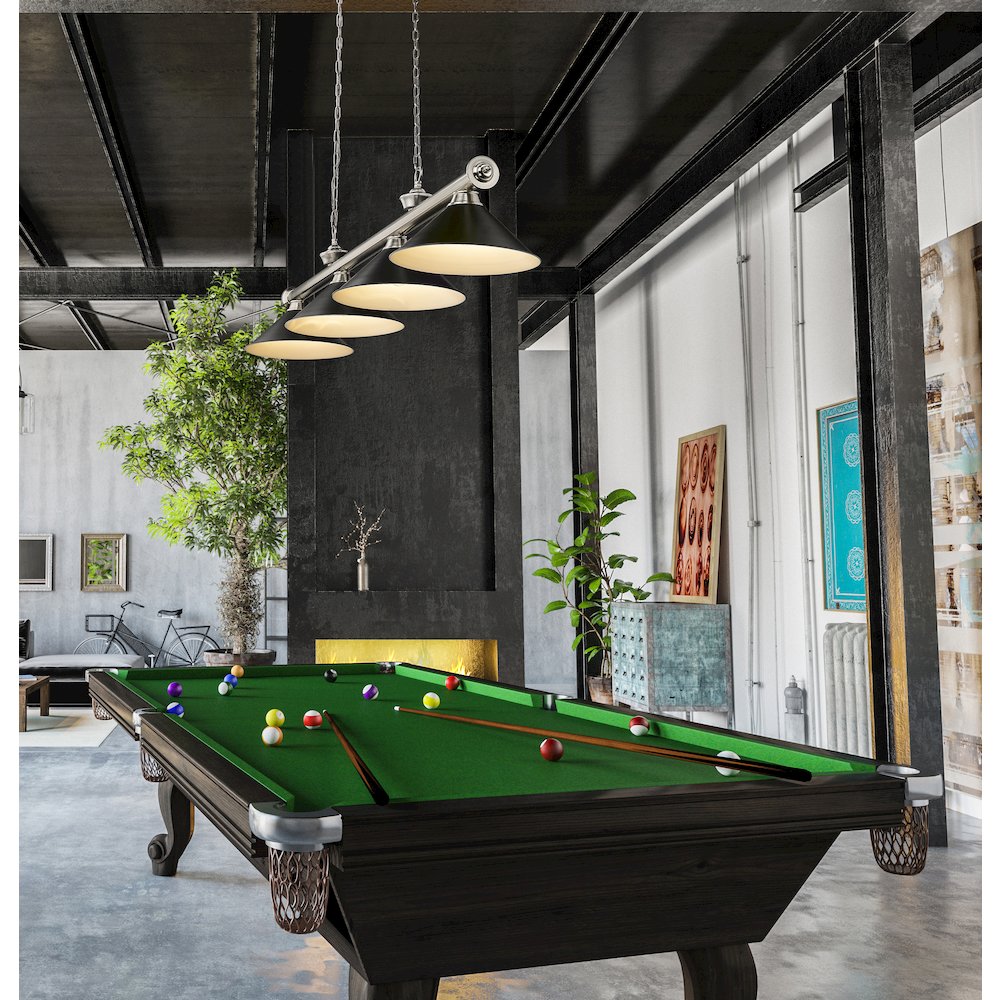 Z-Lite Cordon 4 Light Billiard, Steel Frame, Matte Black Shade Color. Picture 7