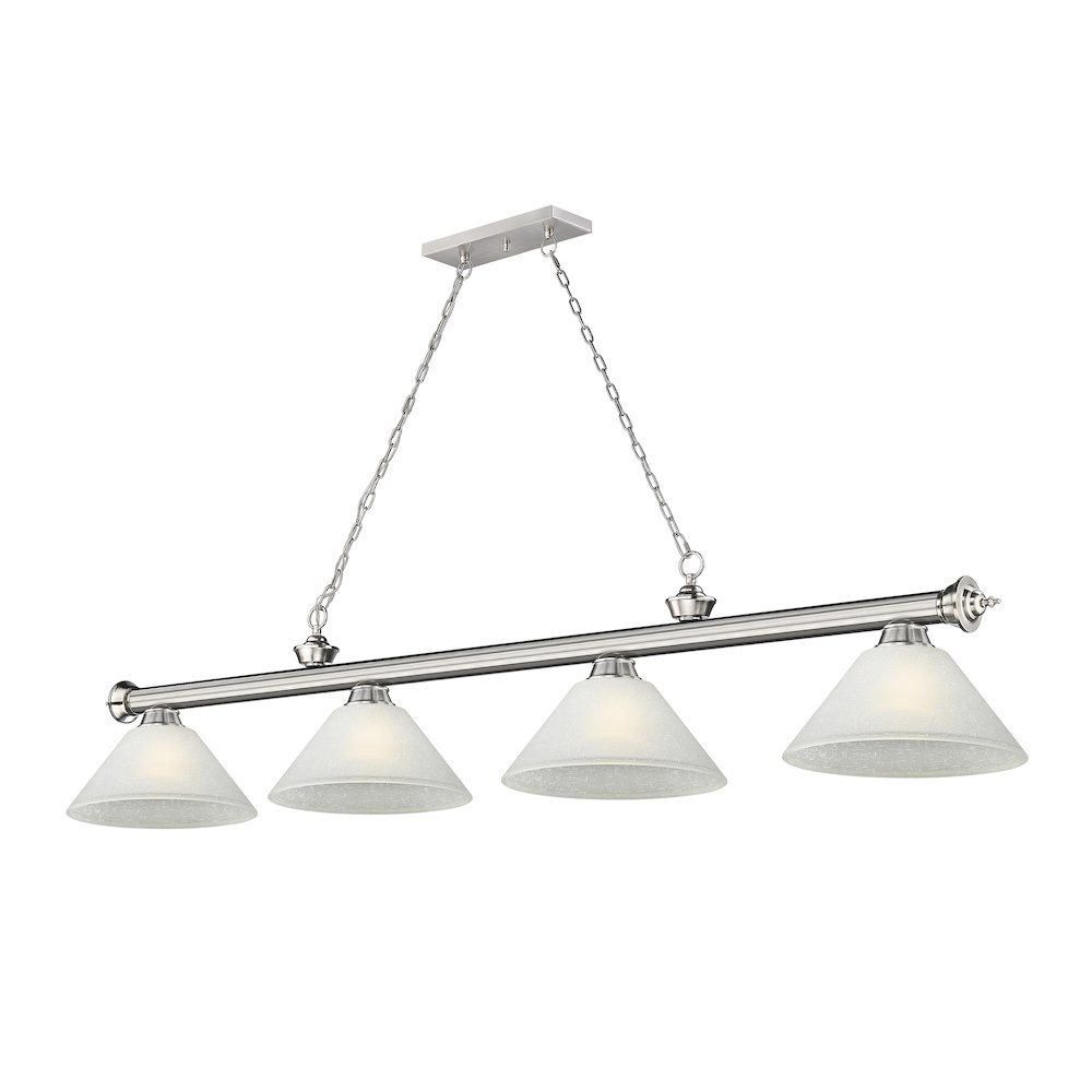 Z-Lite Cordon 4 Light Billiard, Steel Frame, White Linen Shade Color. Picture 1
