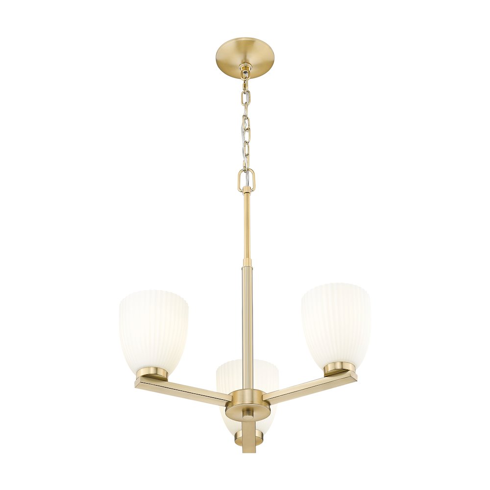 Z-Lite Naya 3 Light Chandelier in Modern Gold color, Steel frame. Picture 2