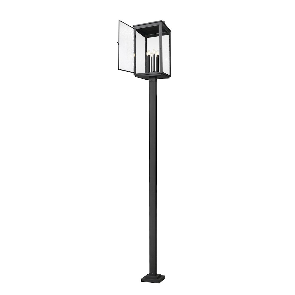 Z-Lite Hartwell 6 Light Outdoor Post Mounted Fixture in Sand Black color. Picture 2