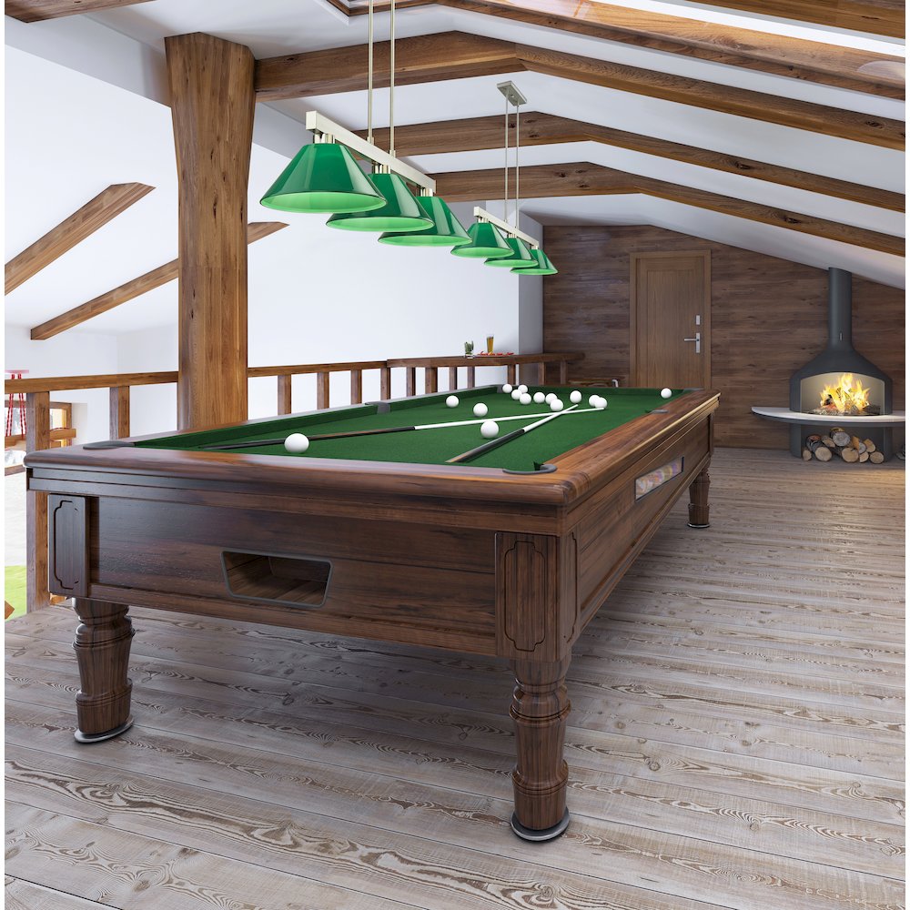 Z-Lite Cobalt 3 Light Billiard, Steel Frame, Green Shade Color. Picture 6