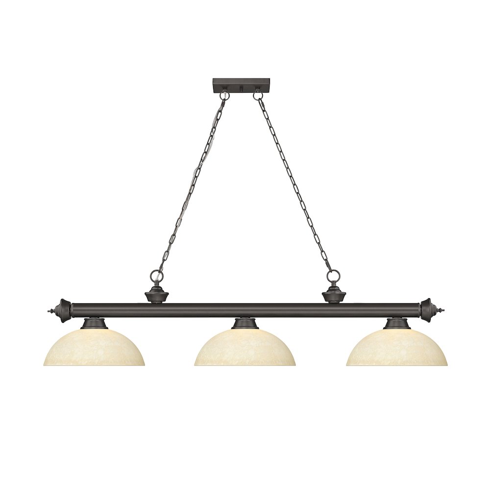 Z-Lite Cordon 3 Light Billiard, Steel Frame, Golden Mottle Shade Color. Picture 2