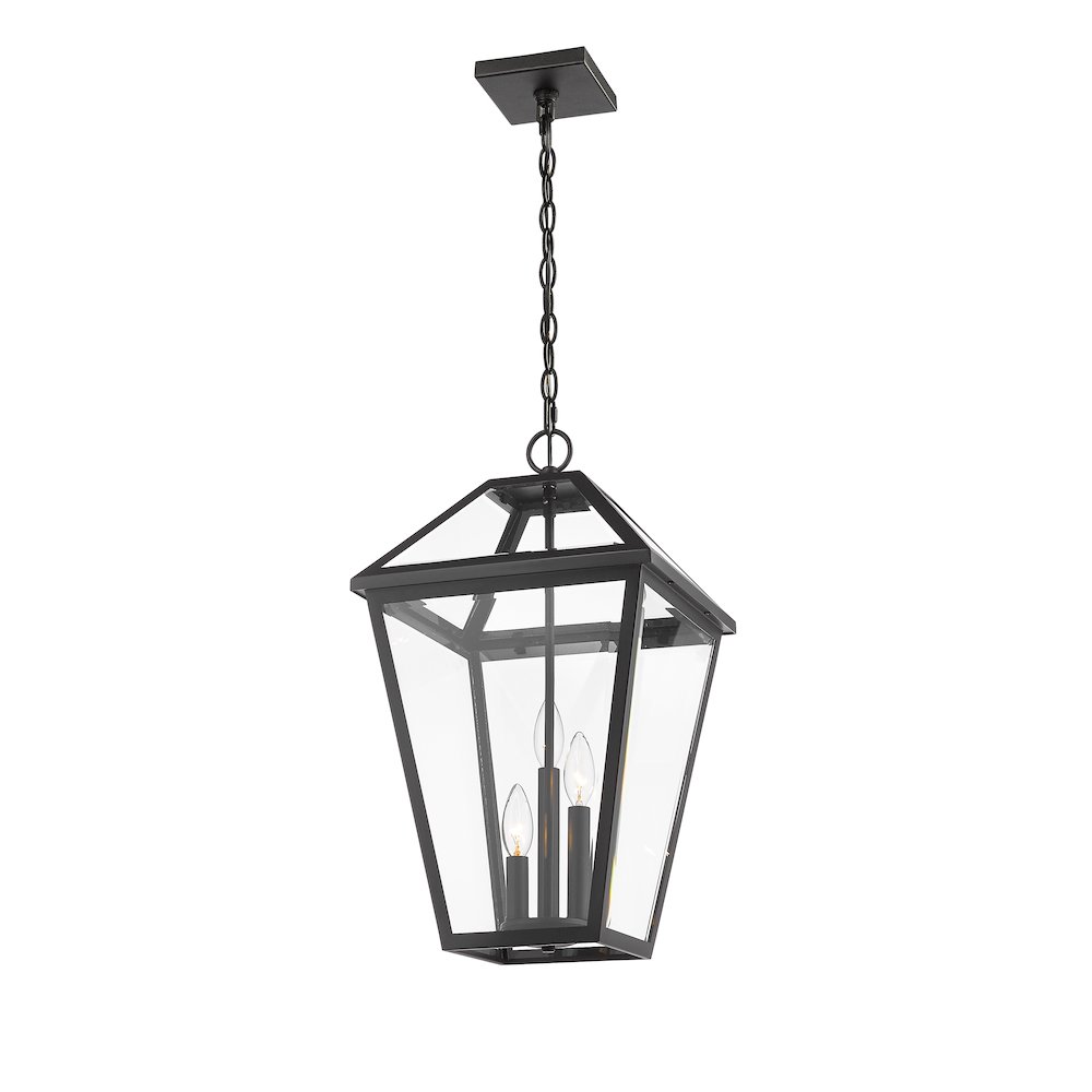 Z-Lite Talbot 3 Light Outdoor Chain Mount Ceiling Fixture, Black. Picture 2