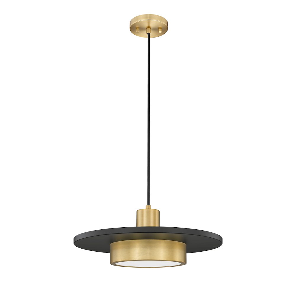 Z-Lite 1 Light Pendant, Matte Black + Modern Gold. Picture 7