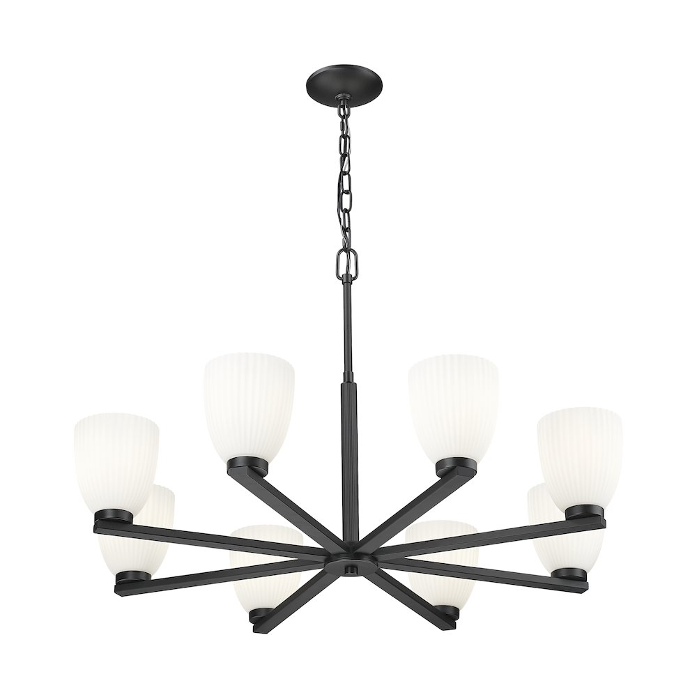 Z-Lite Naya 8 Light Chandelier in Matte Black color, Steel frame. Picture 2