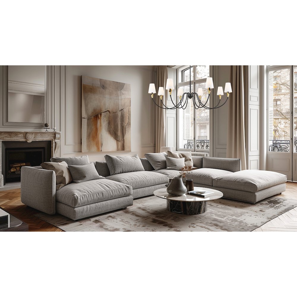 Z-Lite Claudelle 8 Light Chandelier in Matte Black + Modern Gold color. Picture 7