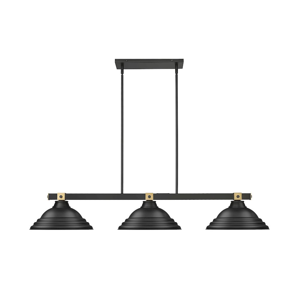 Z-Lite Bronte 3 Light Billiard, Steel Frame, Matte Black Shade Color. Picture 2