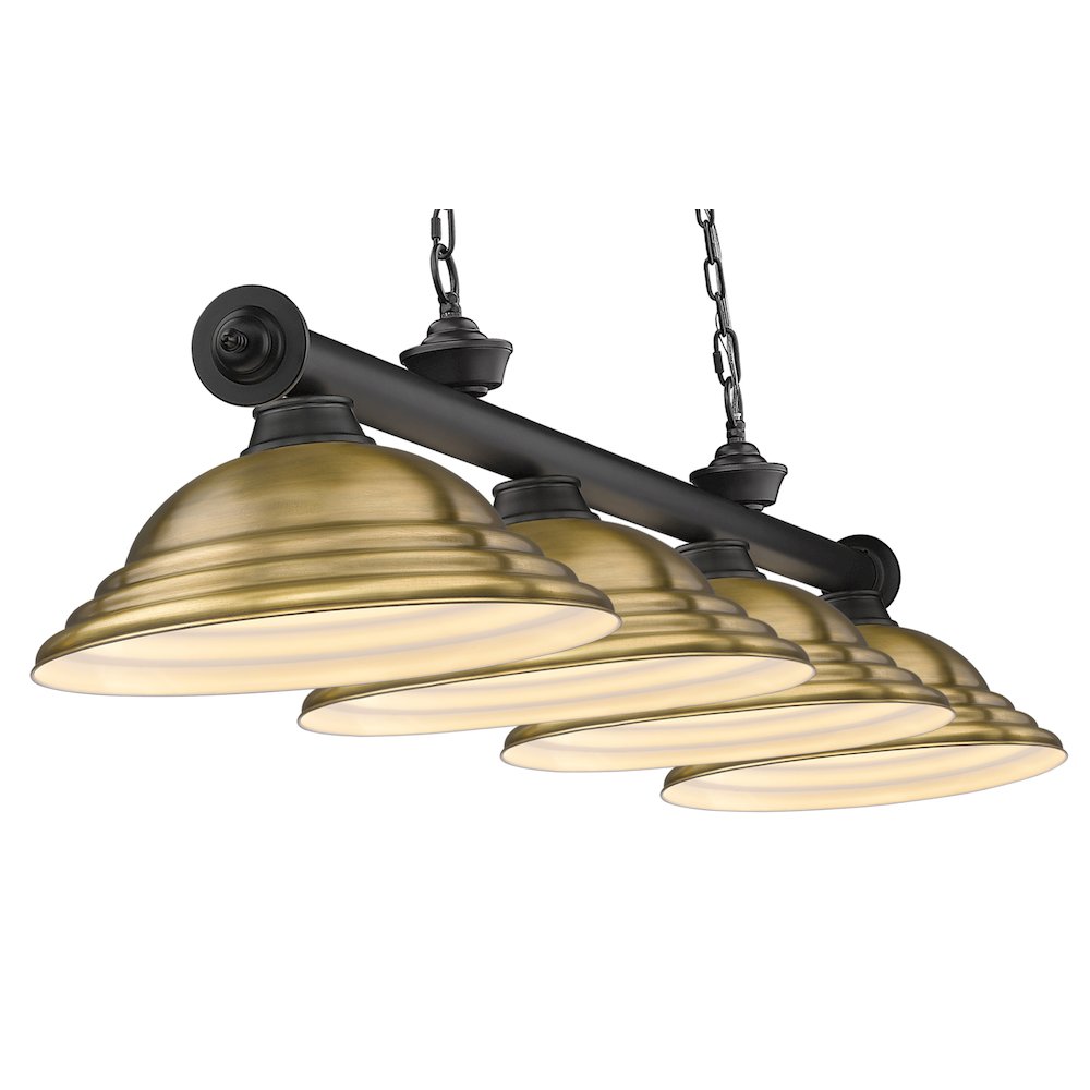 Z-Lite Cordon 4 Light Billiard, Steel Frame, Rubbed Brass Shade Color. Picture 4