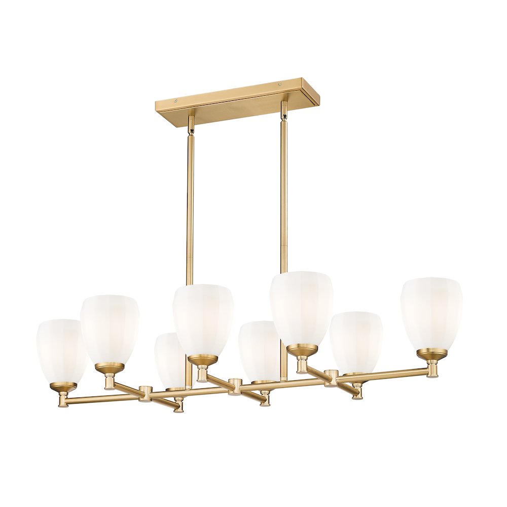 Z-Lite Oren 8 Light Linear Chandelier in Modern Gold color, Steel frame. Picture 1