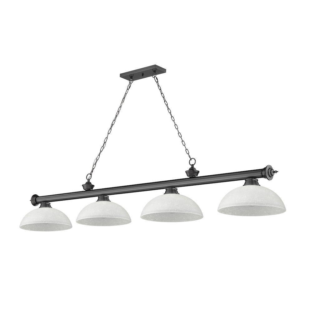 Z-Lite Cordon 4 Light Billiard, Steel Frame, White Linen Shade Color. Picture 5